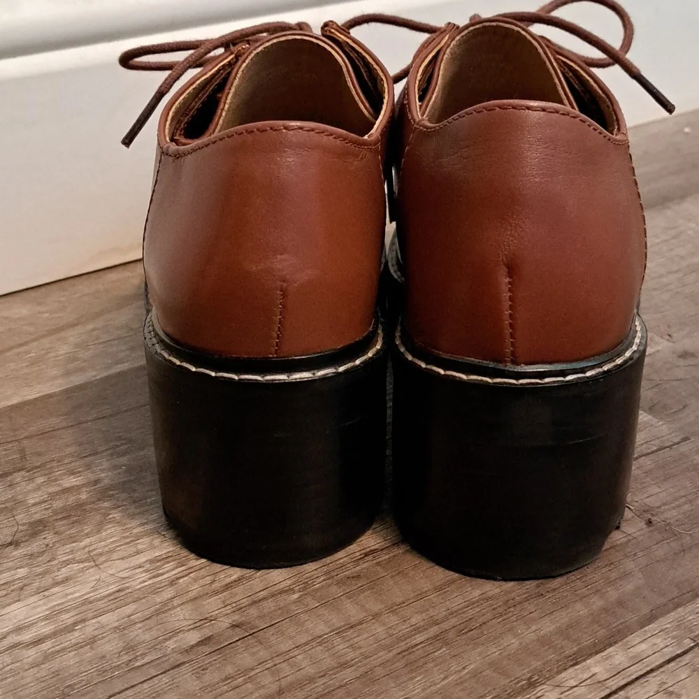 Madewell Brown Leather Oxfords with Platform Sole